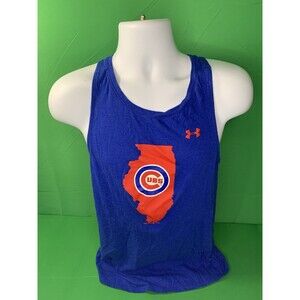 CHICAGO CUBS Blue Under Armour Tank With Keyhole Back Logo On Illinois Outline